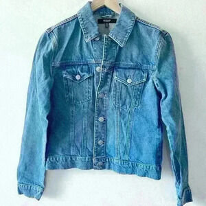 Hudson S M Womens Light Medium Blue Jean Denim Jacket 100% Cotton Trucker